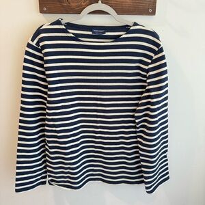 Saint James Meridian Moderne Original Breton Striped Shirt Mens Fit Navy/Ecru